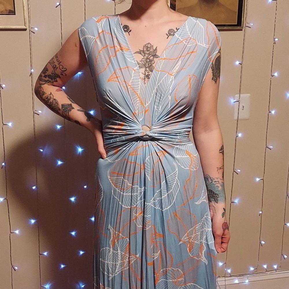 Madderson London Sleeveless  Twisted Knot Waist with Tie Maxi Dress Size Large